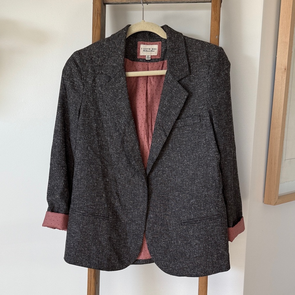 Hollister Charcoal Blazer with Rose Lining